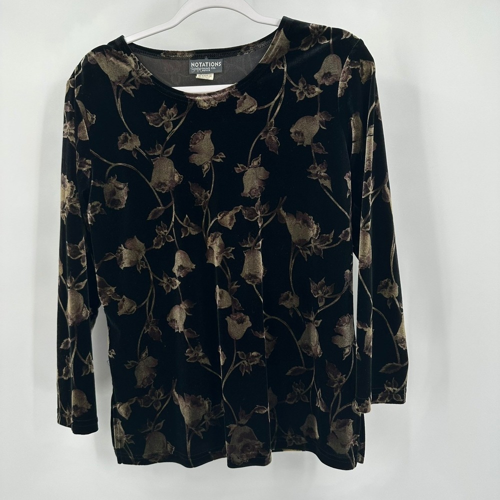 Womens Y2K Whimisgoth Dark Floral Velvet Top Size MP Victorian Evening Moody